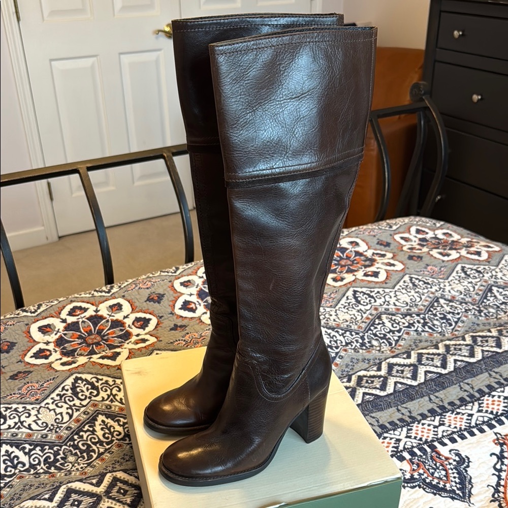 Nine West Brown Leather Knee-High Boots